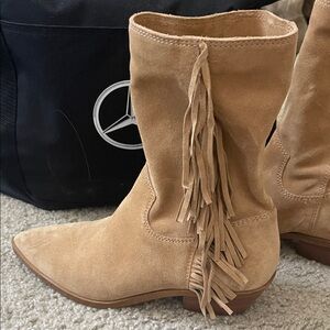 Rebecca Minkoff Tan Fringe Suede Boots